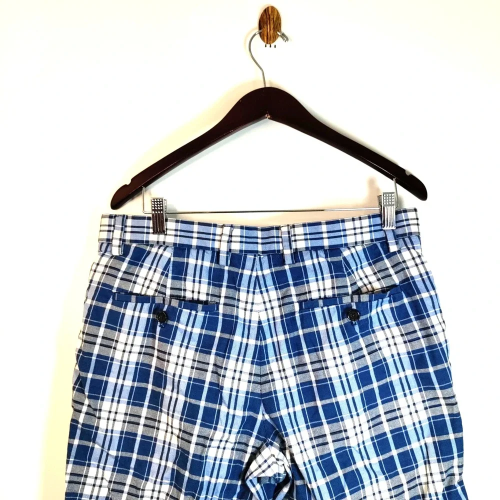 Banana Republic‎ Blue Plaid Preppy Athletic Golf Resort Beach Boho Shorts Men 32